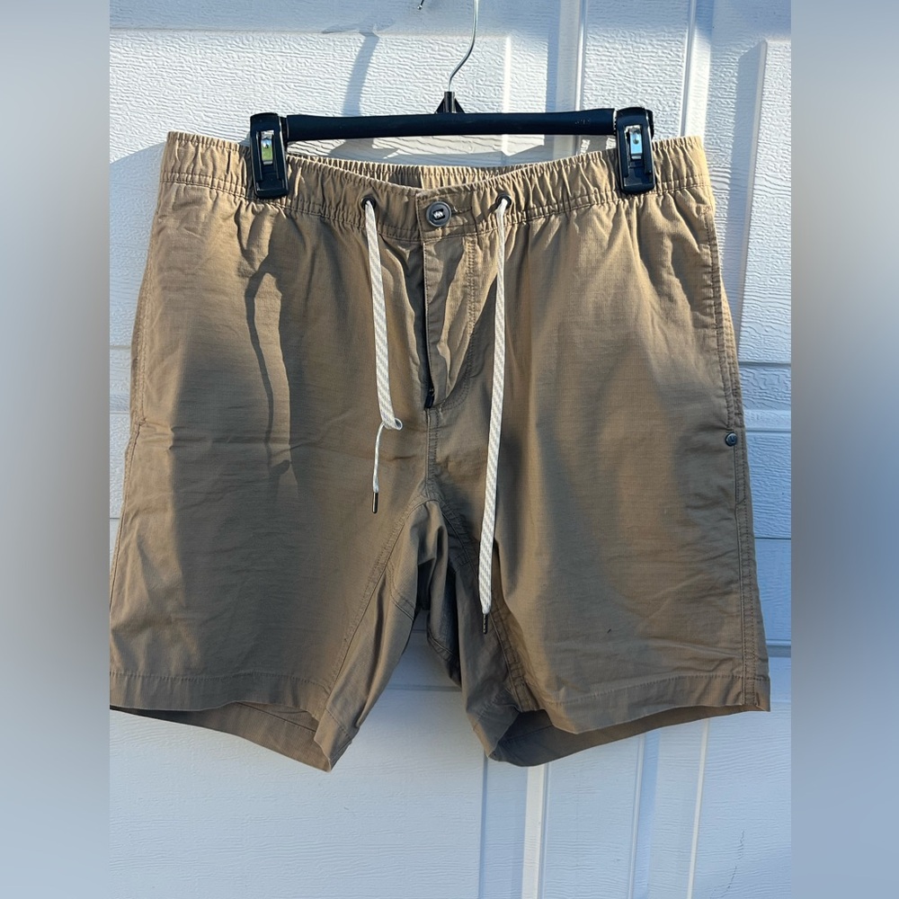 Men's Viori organic cotton Ripstop pull on chino short tan M